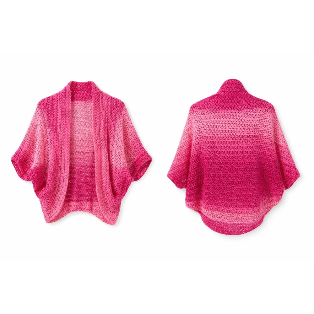 Hand Crocheted‎ Cocoon Shrug Women OS Pink Ombre Cardigan Boho Cottage Festival